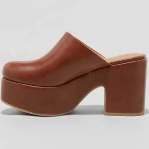 A New Day Brown Platform Clog Mules